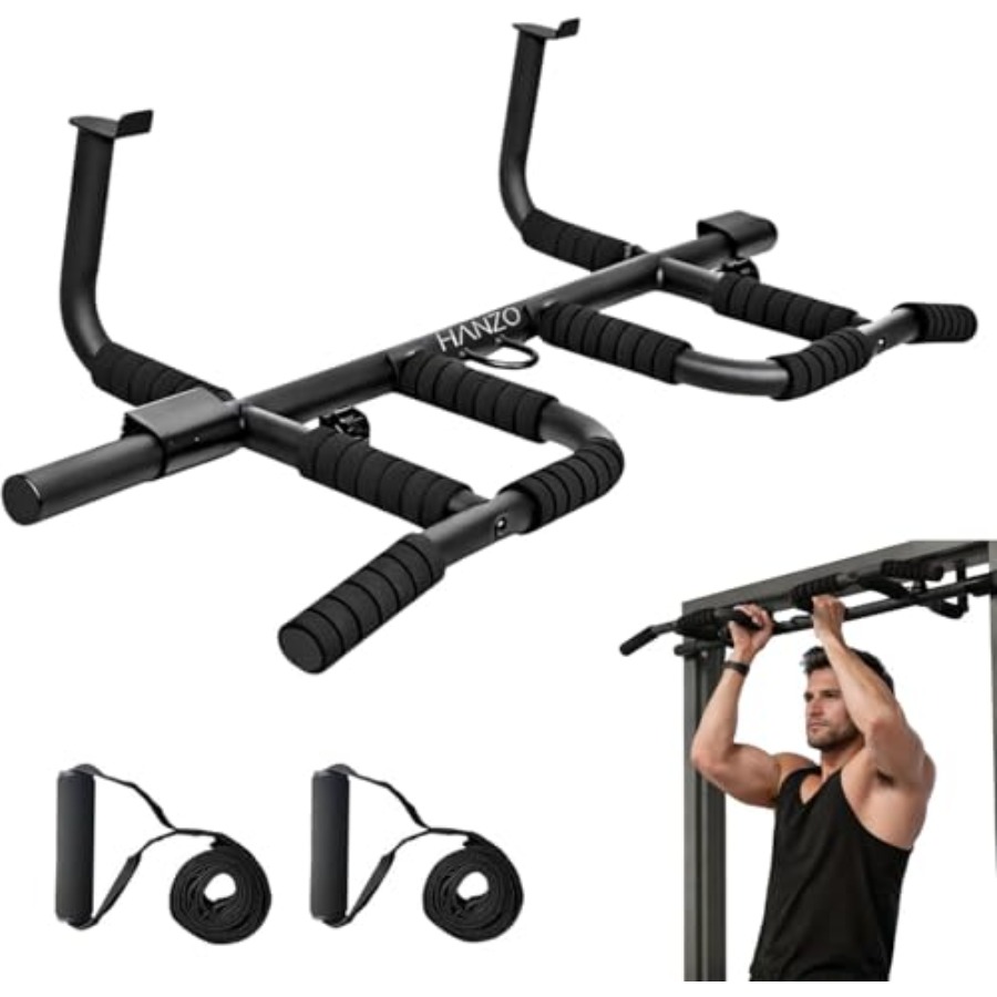 مجموعة قضبان سحب للباب مع أحزم - مراجعة Pull Up Bar Grip وسعره
