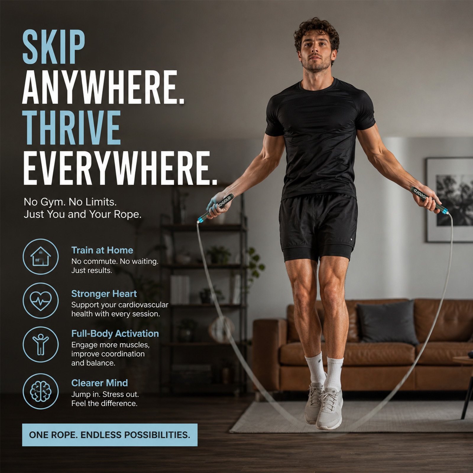 حبل قفز سريع احترافي من MOGOLD - مراجعة Jump Rope Speed Bearing وسعره